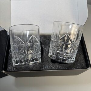 Crystal Whiskey Glasses Set of 2 – Vintage Cut Starburst 10oz Barware